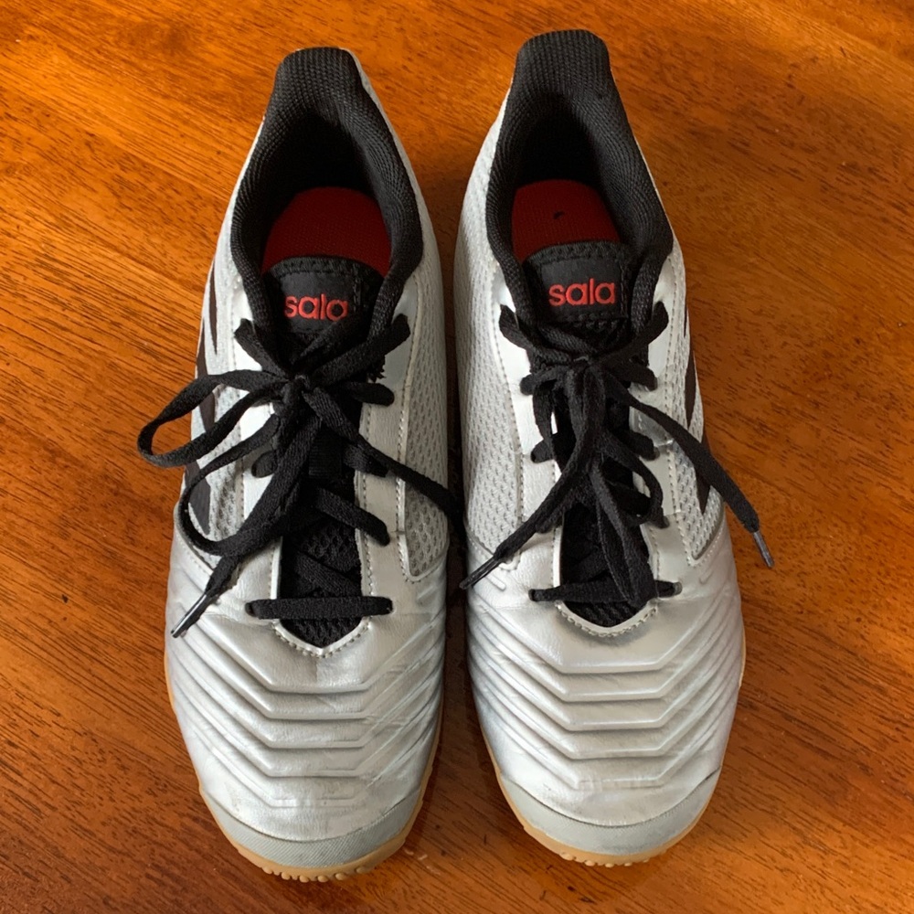 Adidas Silver and Black Indoor soccer cleats
